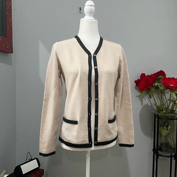 NEW CW Academia Wool V-neck Oversized Cardigan Sweater Cream Charcoal Sz… - Picture 3 of 16